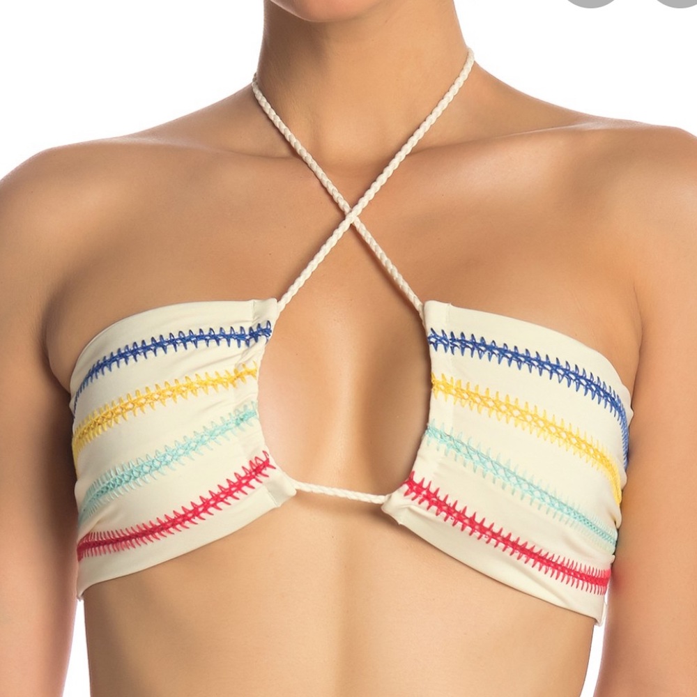 Dolce Vita Crochet Stripe Bandeau Swim Top